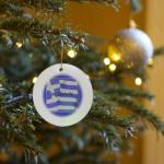 Greek Independence Day Porcelain Ornament with Flag