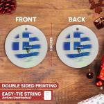 Greek Flag Circle Porcelain Ornament by 3dRose
