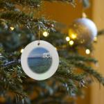 Mykonos Waterfront Circle Porcelain Ornament