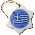 Greek Flag Waving Snowflake Ornament, 3-Inch