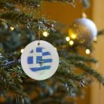 Greek Flag Circle Porcelain Ornament by 3dRose