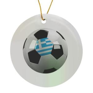 Soccer Ball Ornament with Greece Flag Design