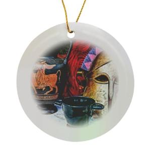 Ancient Greek Style Porcelain Circle Ornament