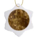 Gold Greek Key Snowflake Porcelain Ornament – 3 Inch