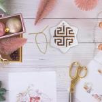 Orange Snowflake Ornament with Greek Key Design