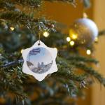 Greek Flag Fira Snowflake Porcelain Ornament
