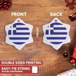 Greek Flag Snowflake Porcelain Ornament - 3 Inch
