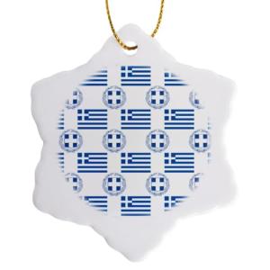 Greece Flag and Coat of Arms Snowflake Ornament
