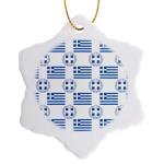 Greece Flag and Coat of Arms Snowflake Ornament