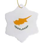 Cyprus Flag Snowflake Ornament with Olive Branches