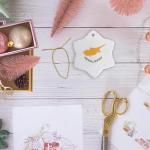 Cyprus Flag Snowflake Ornament with Olive Branches