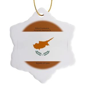 Cyprus Flag Snowflake Porcelain Ornament