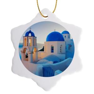 Greek Church Domes Snowflake Porcelain Ornament
