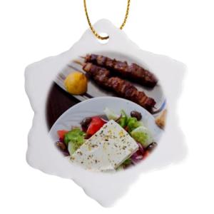 Greece Peloponnese Snowflake Ornament with Greek Food