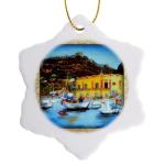 Greek Island Port Snowflake Ornament - 3 Inch