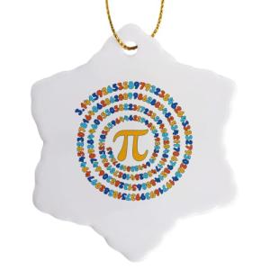 Yellow Greek Letter Pi Snowflake Ornament
