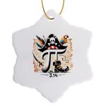 Funny Pirate Pi Snowflake Ornament, 3 Inch