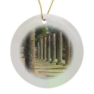 Ancient Greek Ruins Porcelain Circle Ornament