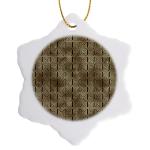 Gold Greek Key Geometric Pattern Snowflake Ornament