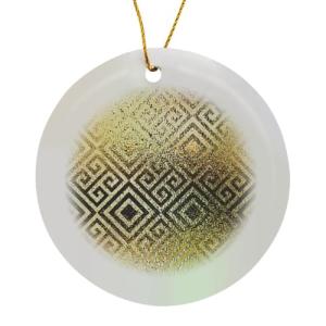 Gold Greek Key Pattern Porcelain Ornament