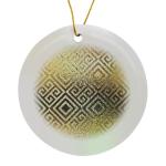 Gold Greek Key Pattern Porcelain Ornament