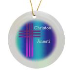 Happy Easter Greek Cross Porcelain Ornament