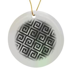 Black and Silver Greek Key Circle Ornament