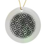 Black and Silver Greek Key Circle Ornament