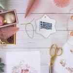 Greece Flag Snowflake Porcelain Ornament 3-Inch