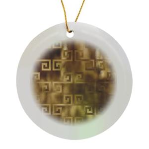 Gold Greek Key Pattern Porcelain Ornament