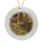 Gold Greek Key Pattern Porcelain Ornament