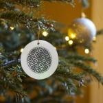 Black and Silver Greek Key Circle Ornament