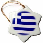 Greek Flag Snowflake Porcelain Ornament - 3 Inch