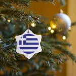 Greek Flag Snowflake Ornament - 3 Inch Souvenir