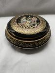 Greek Porcelain Trinket Box with Gold Accents