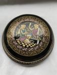 Greek Porcelain Trinket Box with Gold Accents