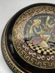 Greek Porcelain Trinket Box with Gold Accents