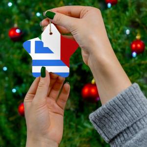 Greek-Italian Flag Ceramic Ornaments for Holiday Decor