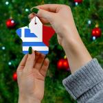Greek-Italian Flag Ceramic Ornaments for Holiday Decor