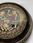 Greek Porcelain Trinket Box with Gold Accents