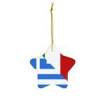 Greek-Italian Flag Ceramic Ornaments for Holiday Decor