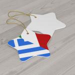 Greek-Italian Flag Ceramic Ornaments for Holiday Decor