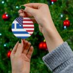 Greek American Flag Ceramic Christmas Ornaments