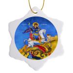St George Greek Orthodox Snowflake Ornament 3 Inch