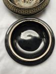 Greek Porcelain Trinket Box with Gold Accents