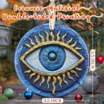 Greek Evil Eye Ceramic Christmas Ornaments - 3.5