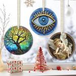 Greek Evil Eye Ceramic Christmas Ornaments - 3.5