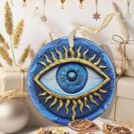 Greek Evil Eye Ceramic Christmas Ornaments - 3.5