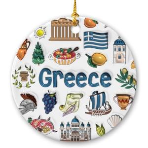 Colorful Greek Symbols Christmas Ornament for Home