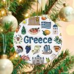 Colorful Greek Symbols Christmas Ornament for Home